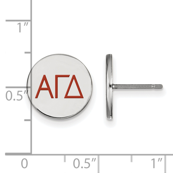 Sterling Rhodium-plated Alpha Gamma Delta Sorority   Color Enamel Post Earrings - Picture 2 of 2